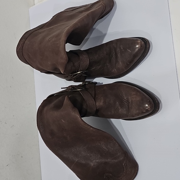 Matisse Buckled Leather Tall Western Boot Brown Sz 7.5 Buckles & Harness Boho - Picture 12 of 14